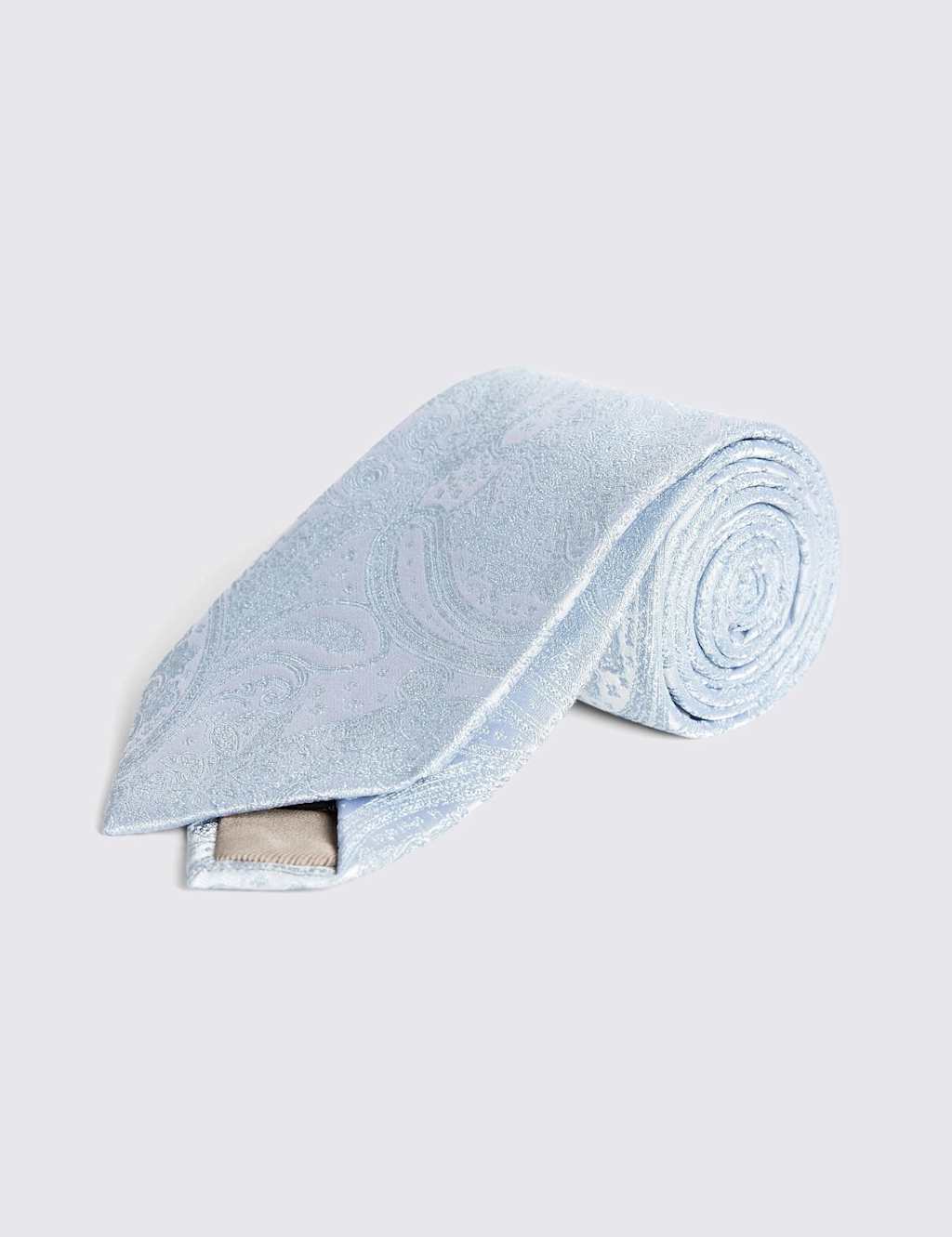 Moss Men's Wedding Paisley Pure Silk Tie - Light Blue - Available at M&S