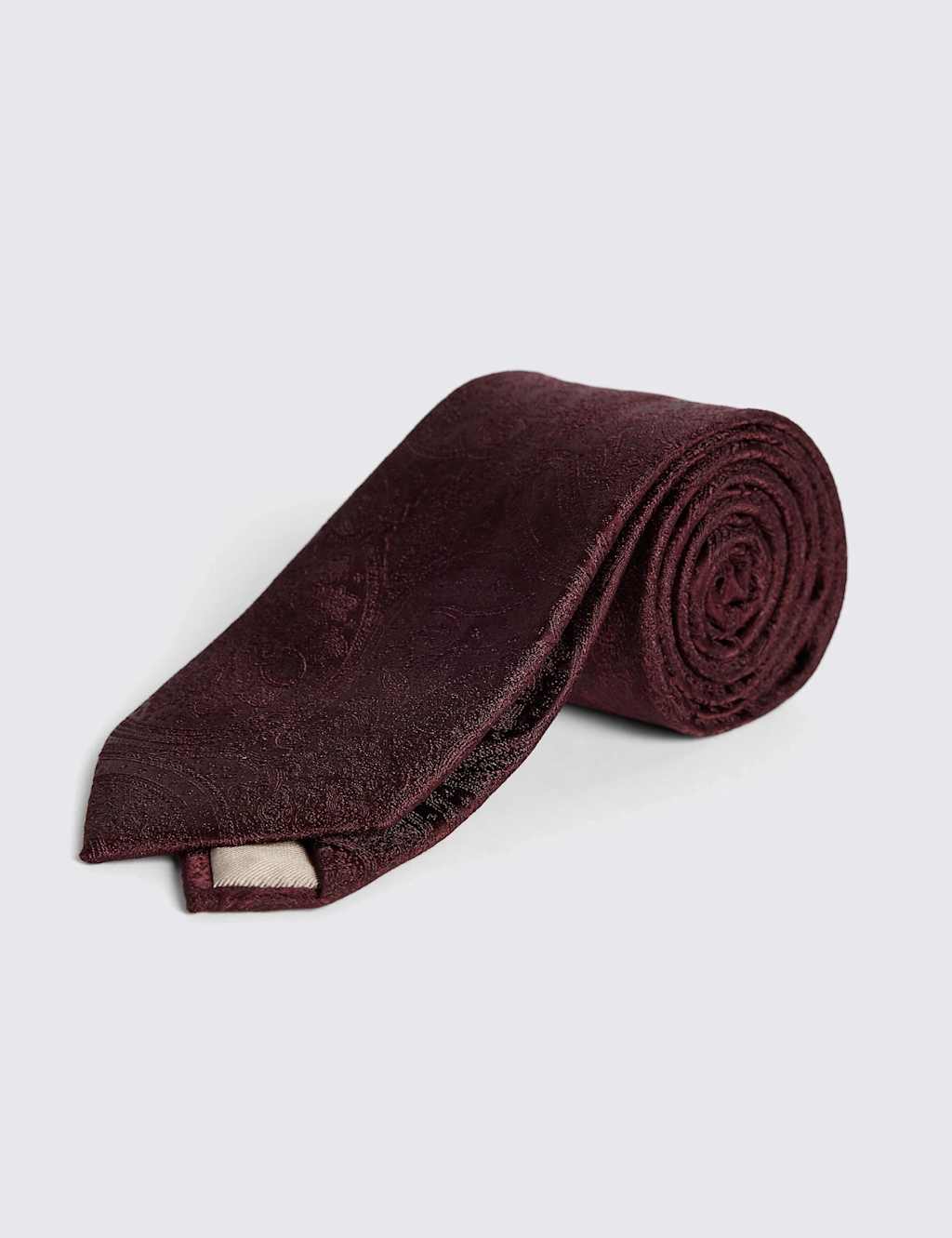 Moss Men's Wedding Paisley Pure Silk Tie - Burgundy - Available at M&S