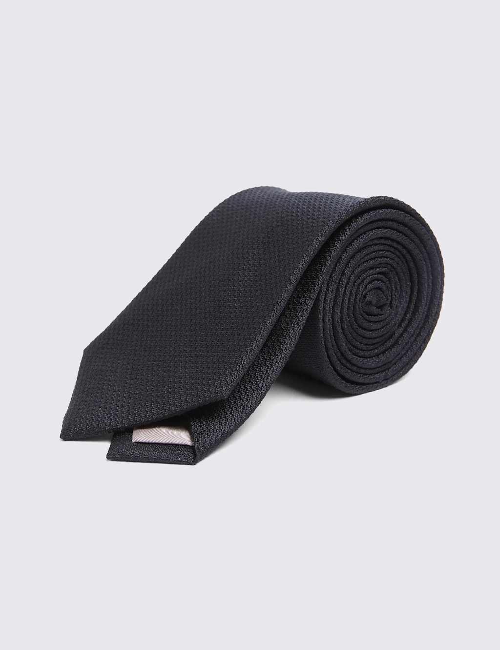Moss Men's Textured Pure Silk Tie - Black - Available at M&S