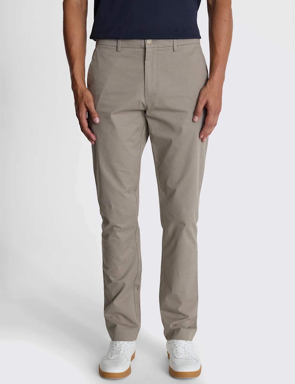 Moss Men's Tailored Fit Stretch Chinos - 32 - Taupe - Available at M&S