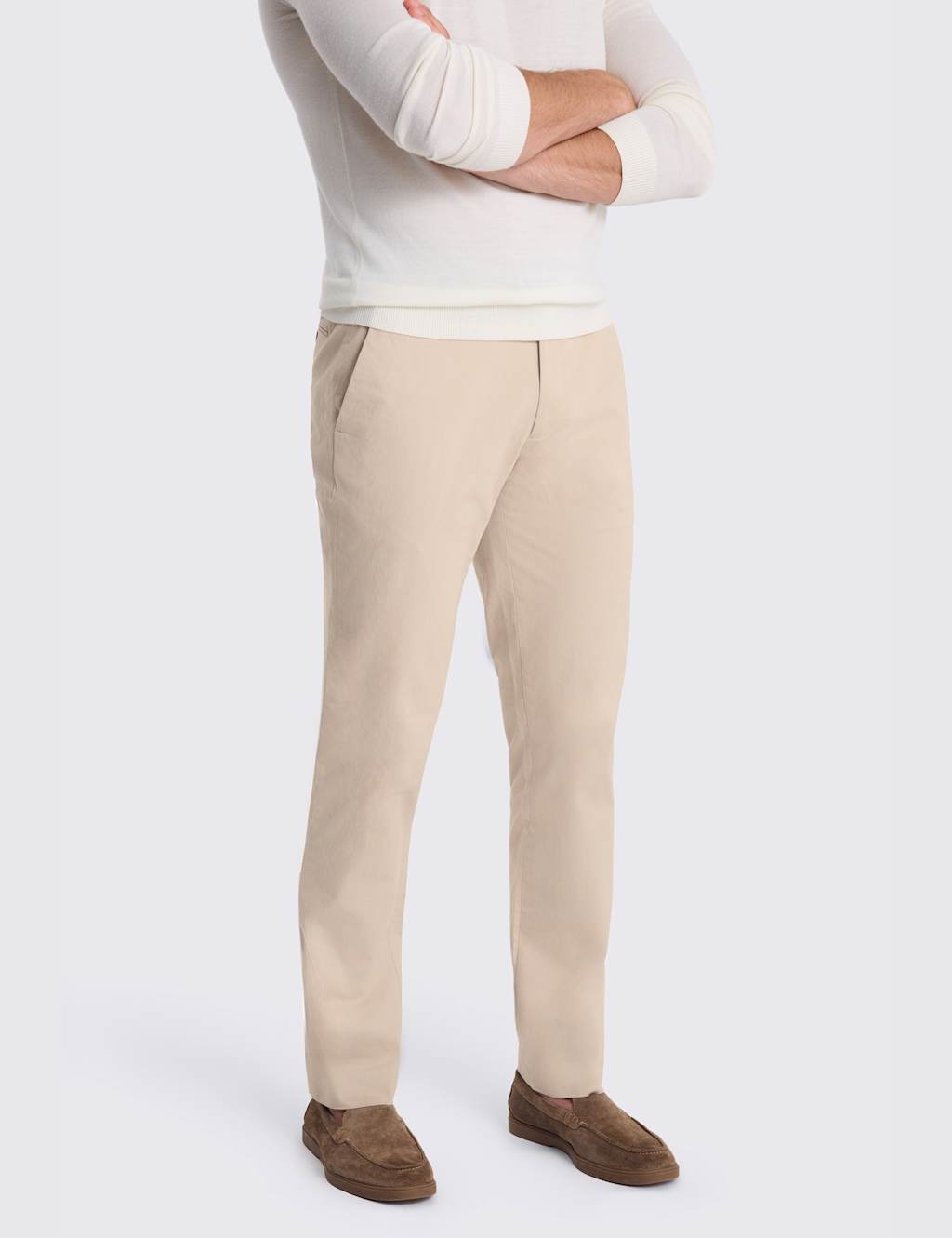 Moss Men's Tailored Fit Stretch Chinos - 32 - Stone - Available at M&S