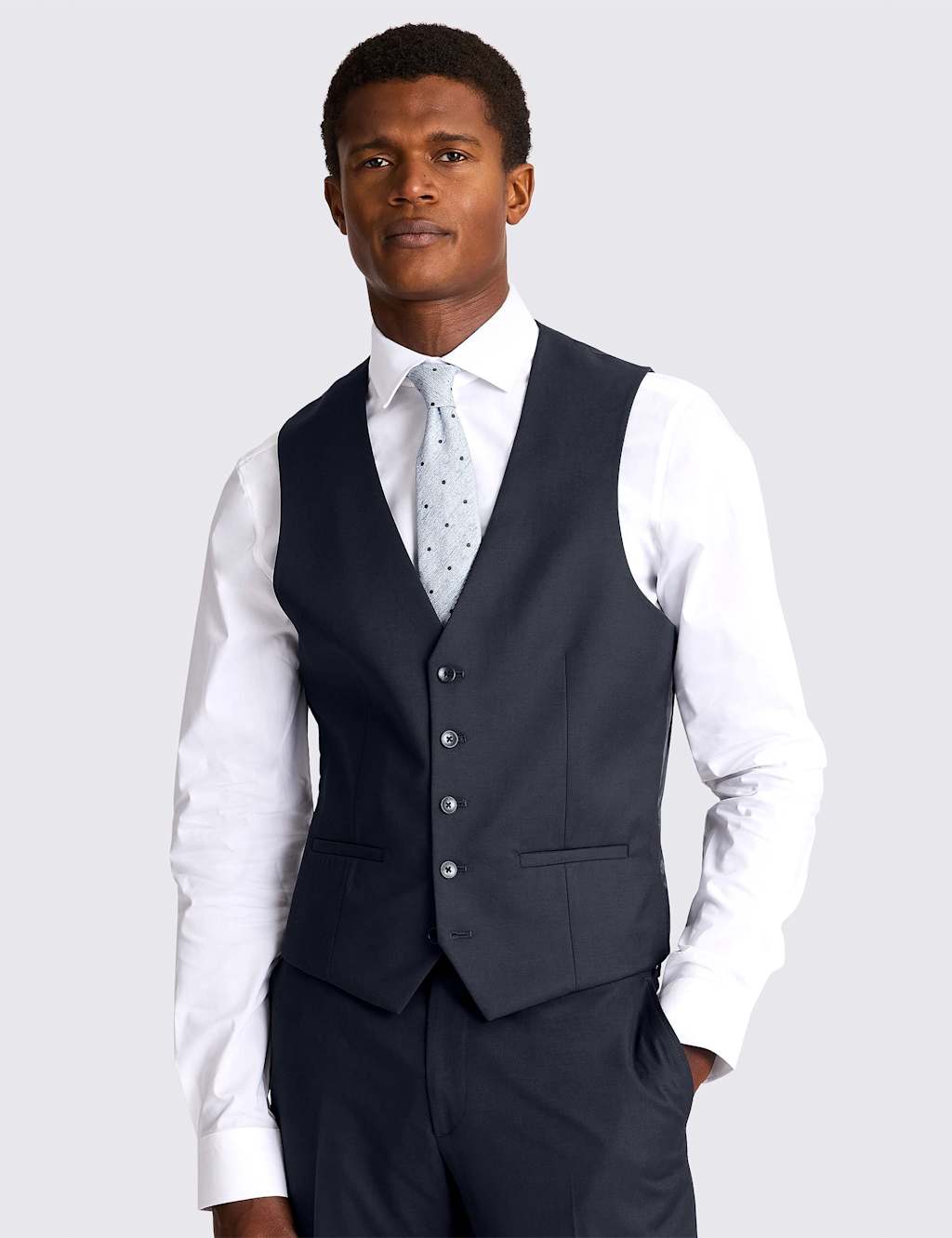 Moss Men's Slim Fit Stretch Waistcoat - 44 - Dark Navy - Available at M&S