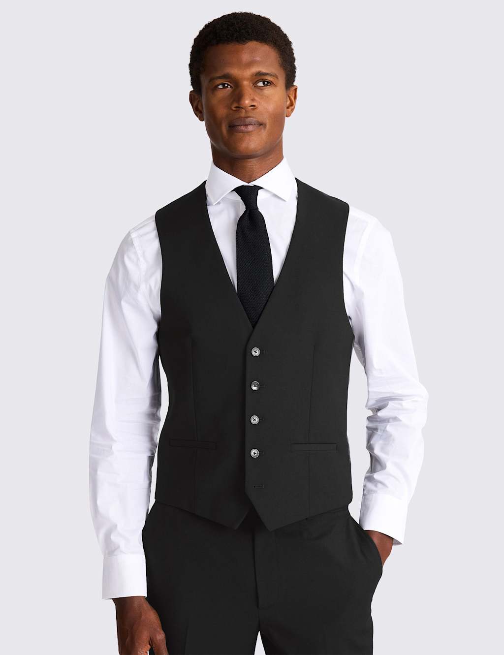 Moss Men's Slim Fit Stretch Waistcoat - 36 - Black - Available at M&S