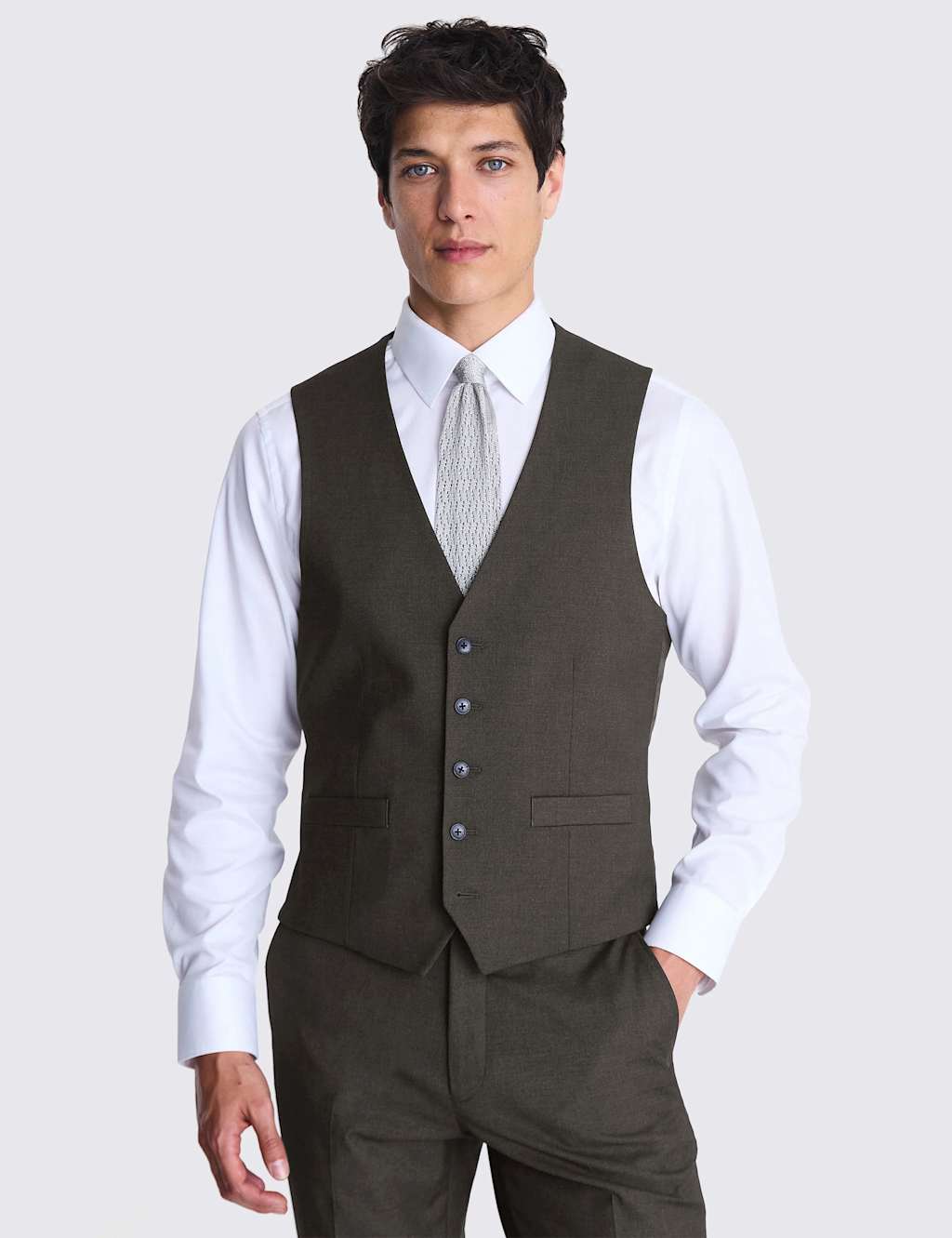 Moss Men's Tailored Fit Stretch Waistcoat - 44 - Charcoal - Available at M&S