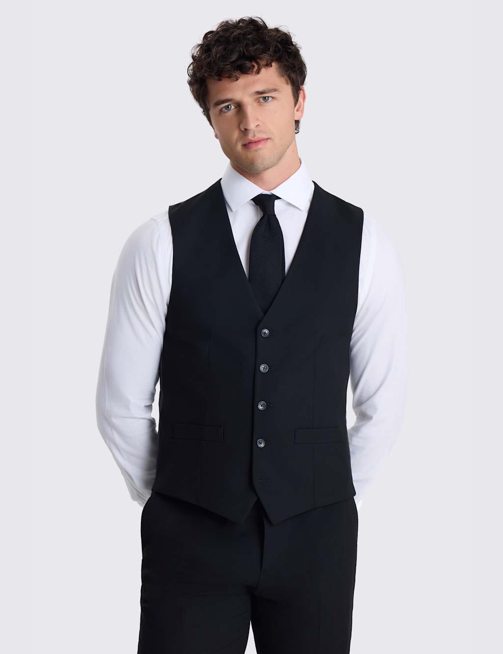 Moss Men's Tailored Fit Stretch Waistcoat - 40 - Black - Available at M&S