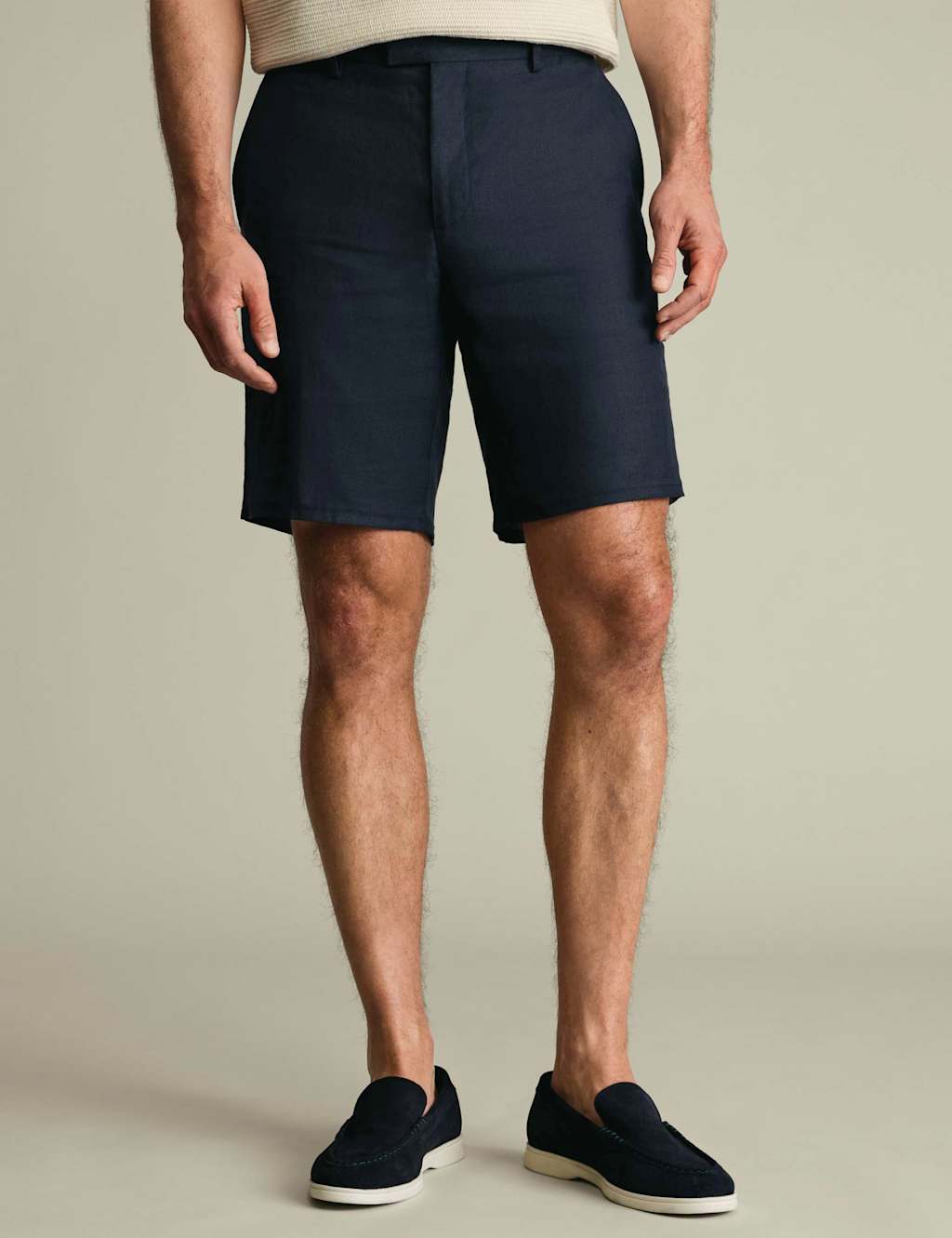 Charles Tyrwhitt Men's Pure Linen Smart Shorts - 38 - Navy - Available at M&S