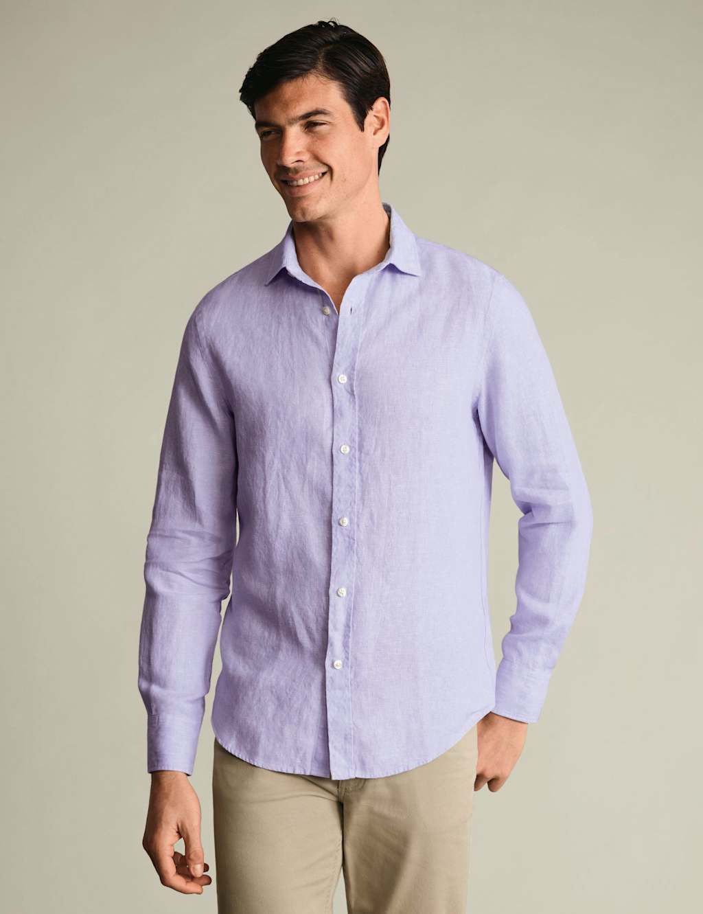 Charles Tyrwhitt Men's Slim Fit Pure Linen Shirt - XL - Lilac - Available at M&S