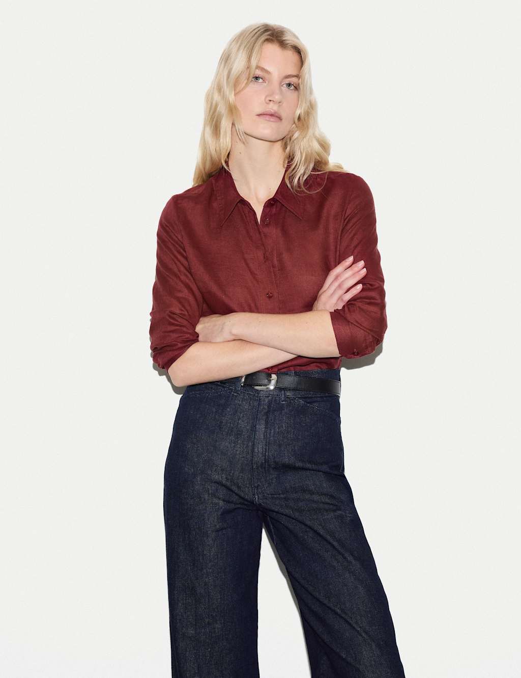 Jigsaw Women's Pure Linen Collared Shirt - 14 - Available at M&S