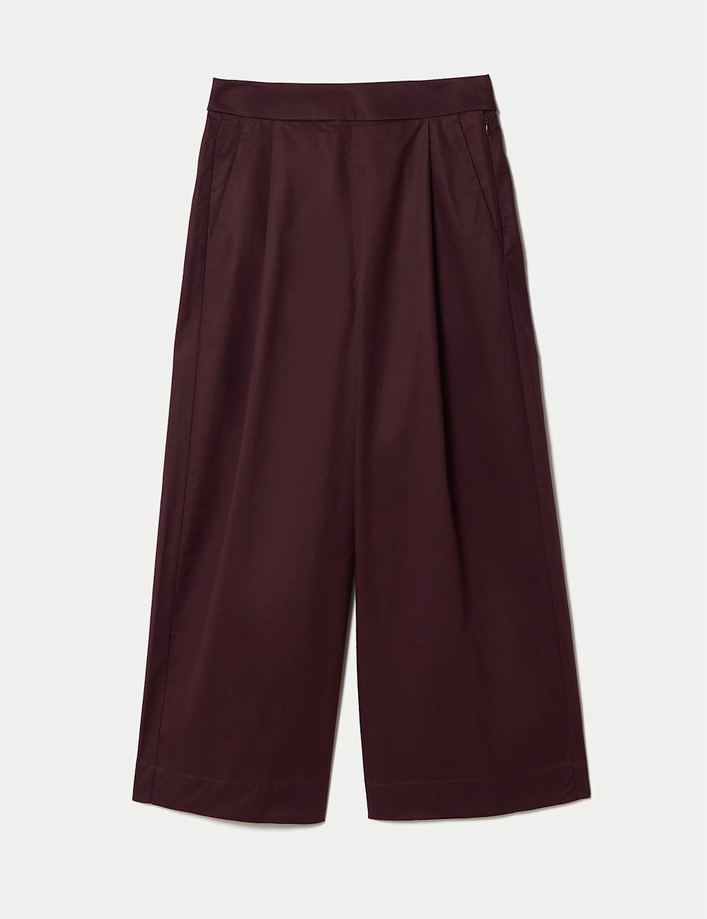Jigsaw Women's Pure Cotton Wide Leg Ankle Grazer Trousers - 12 - Purple - Available at M&S