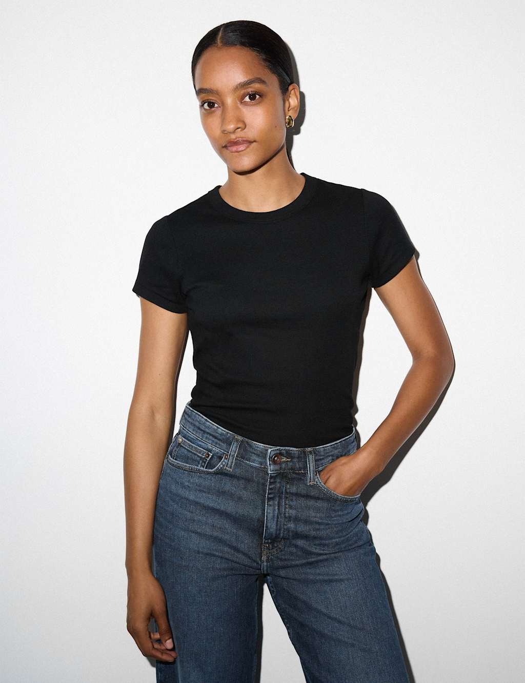 Jigsaw Women's Cotton Rich Straight Fit T-Shirt - Extra Small - Black - Available at M&S