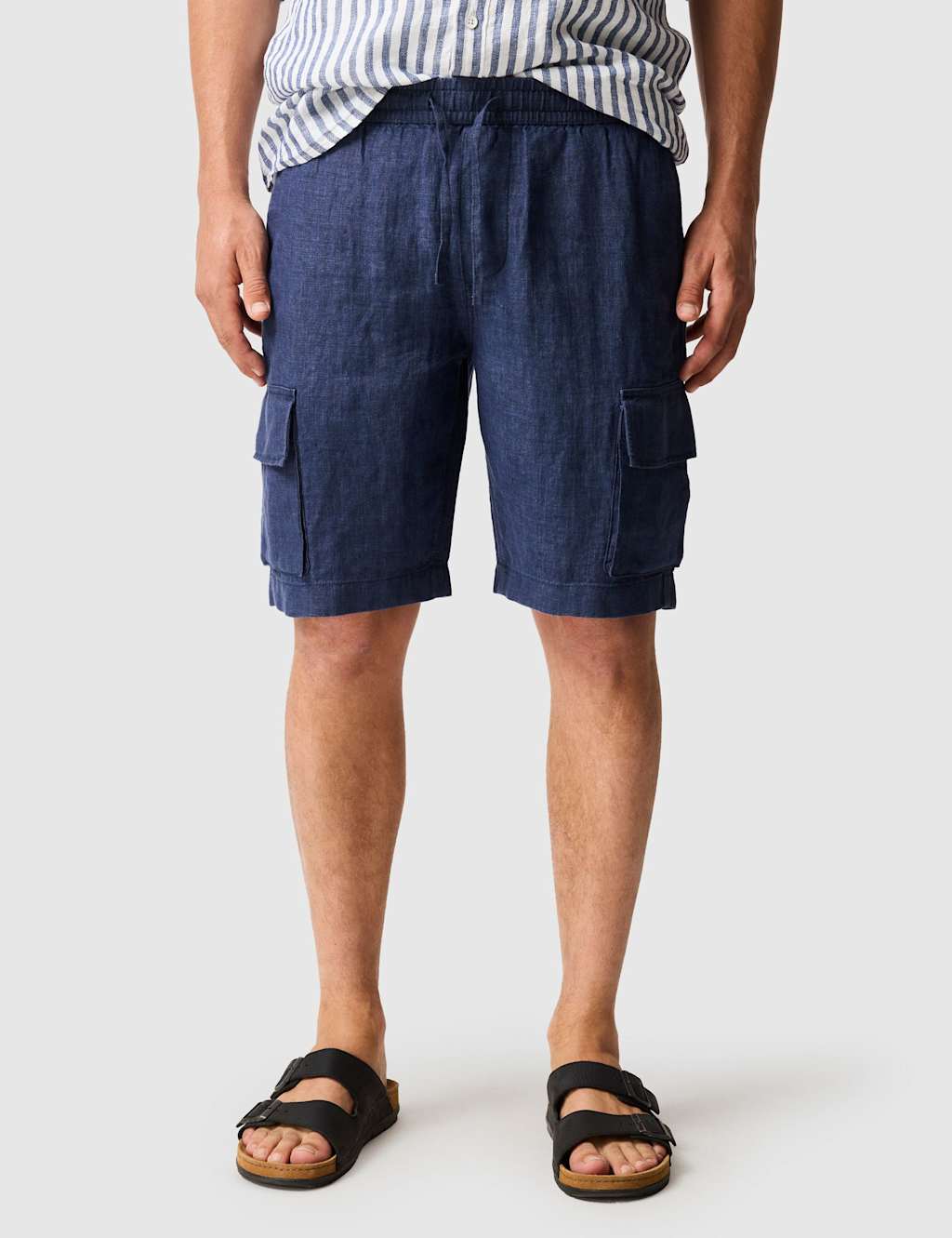 Rodd & Gunn Men's Pure Linen Cargo Shorts - XS - Navy - Available at M&S