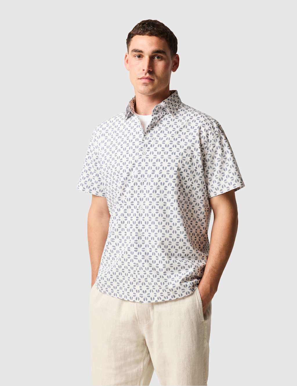 Rodd & Gunn Men's Crown Hill Relaxed Fit Pure Cotton Shirt - 2XL - White Mix - Available at M&S