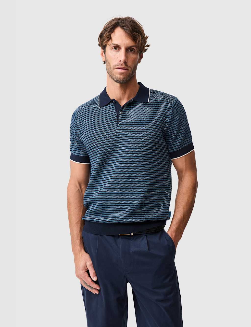 Rodd & Gunn Men's Oyster Island Pure Cotton Knitted Polo Shirt - XL - Teal Mix - Available at M&S
