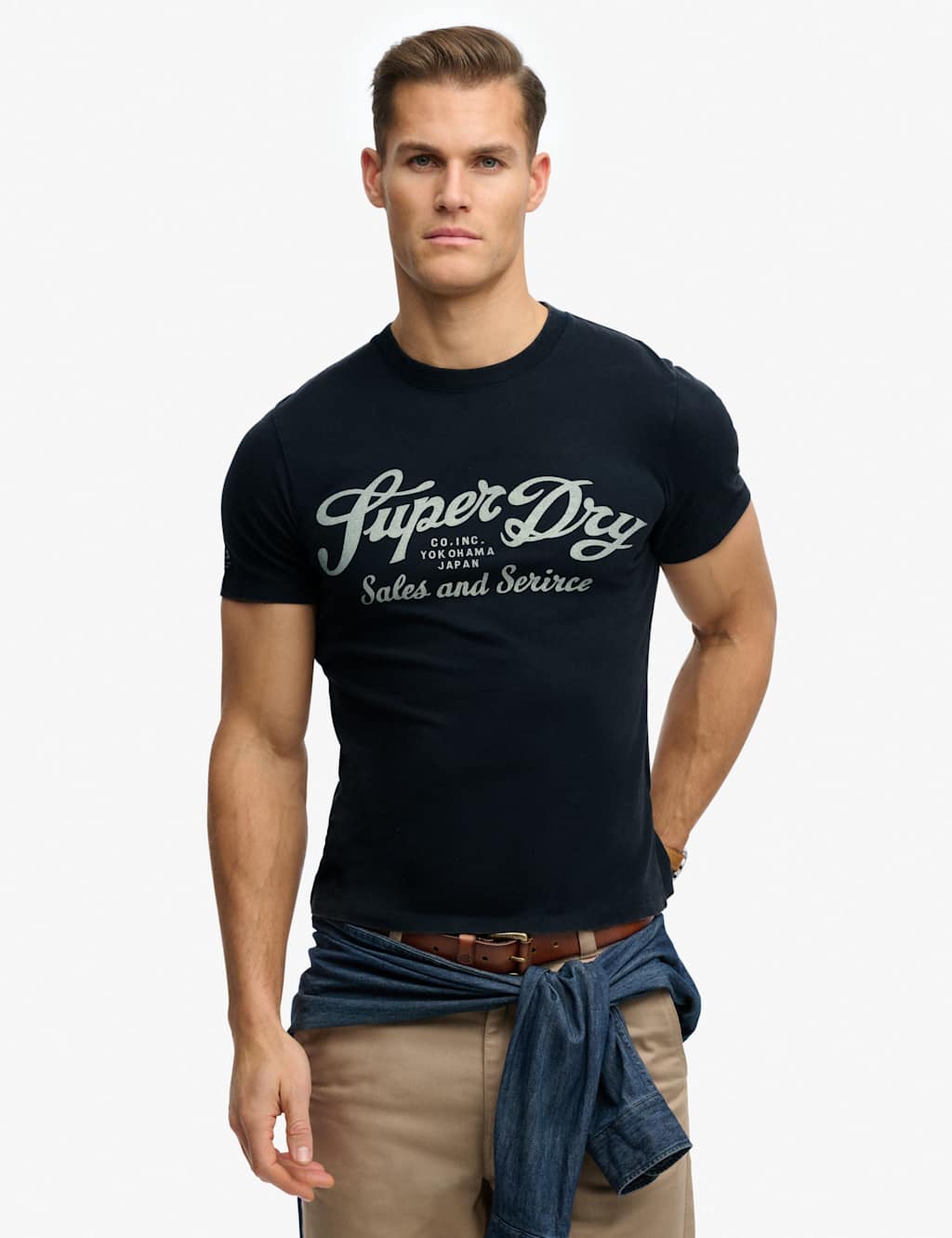 Superdry & Co Men's Pure Cotton Crew Neck Logo Graphic T-Shirt - M - Navy - Available at M&S