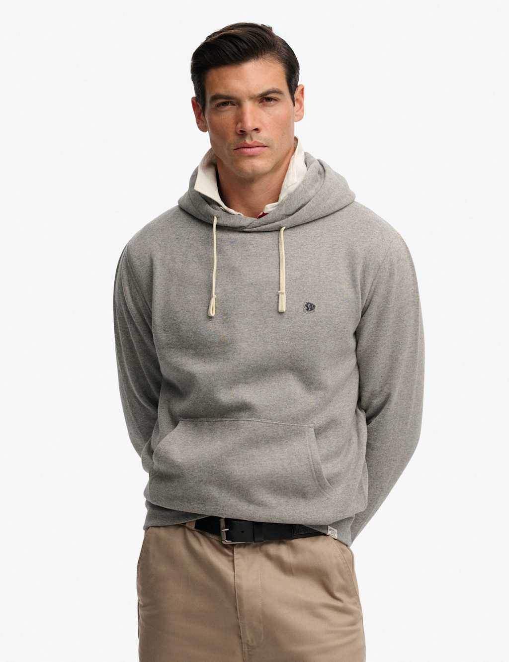 Superdry & Co Men's Cotton Rich Embroidered Logo Hoodie - L - Light Grey - Available at M&S