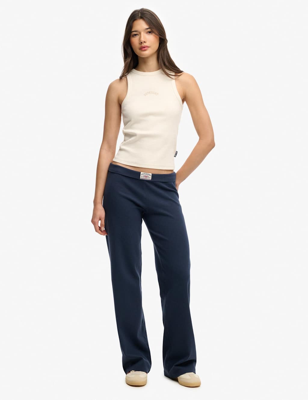 Superdry & Co Women's Cotton Rich Fold Over Slim Fit Joggers - 8 - Navy - Available at M&S