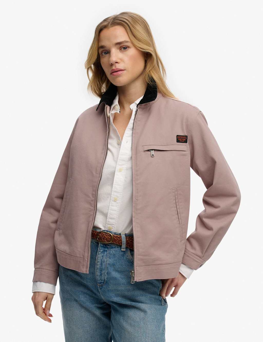 Superdry & Co Women's Cotton Rich Cord Collar Harrington Jacket - 16 - Pink - Available at M&S