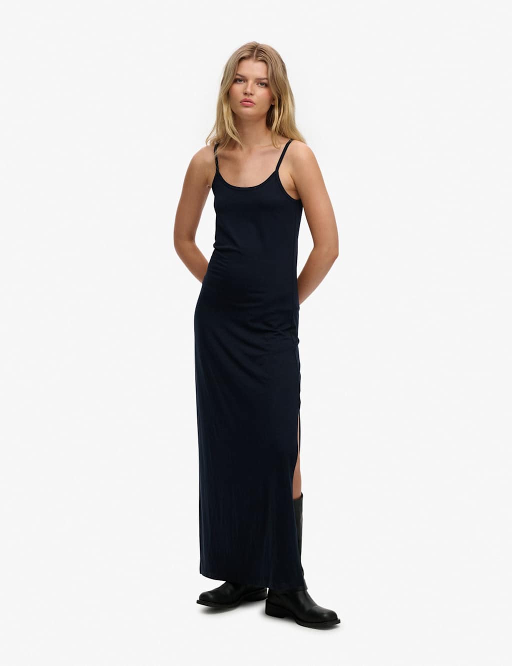 Superdry & Co Women's Jersey Scoop Neck Maxi Slip Dress - 10 - Navy - Available at M&S