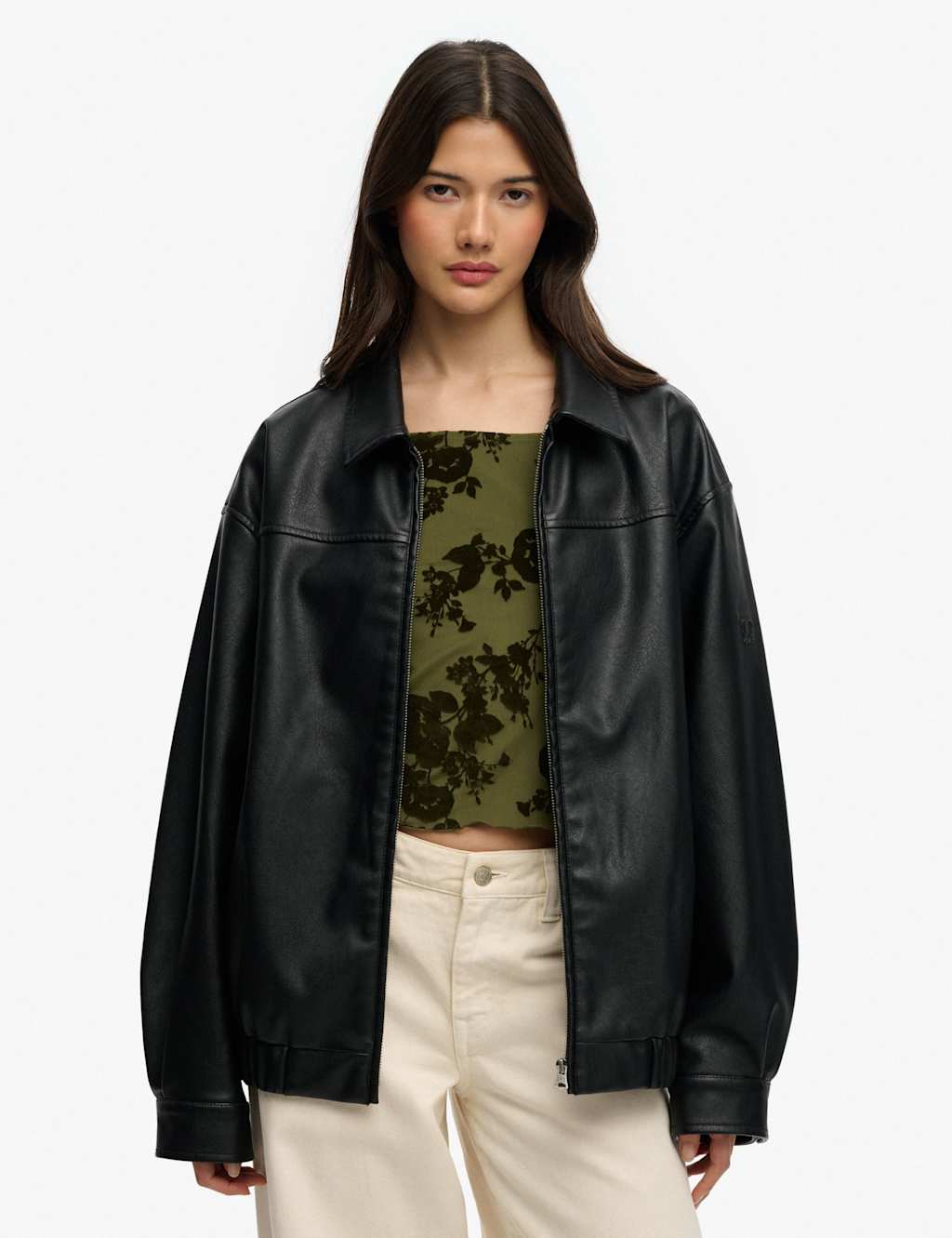 Superdry & Co Women's Faux Leather Collared Bomber Jacket - 10 - Black - Available at M&S