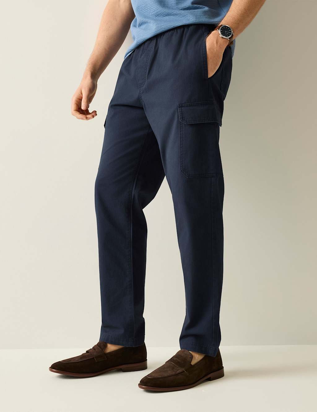 Regatta Men's Anakena Pure Cotton Cargo Trousers - S - Navy - Available at M&S