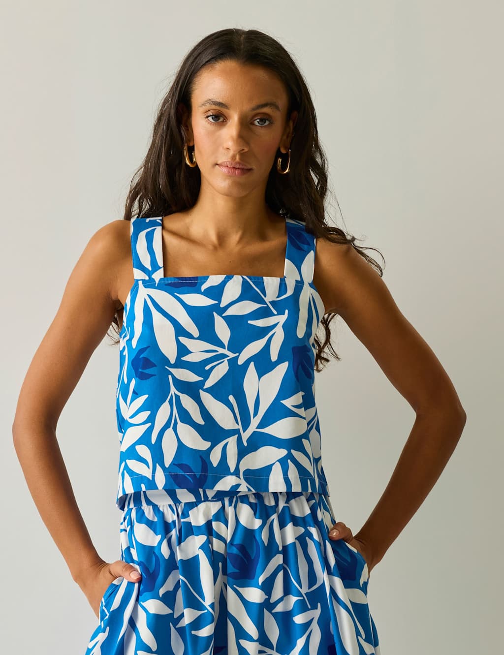 Regatta Women's Laguna Pure Cotton Leaf Print Vest Top - 20 - Blue Mix - Available at M&S