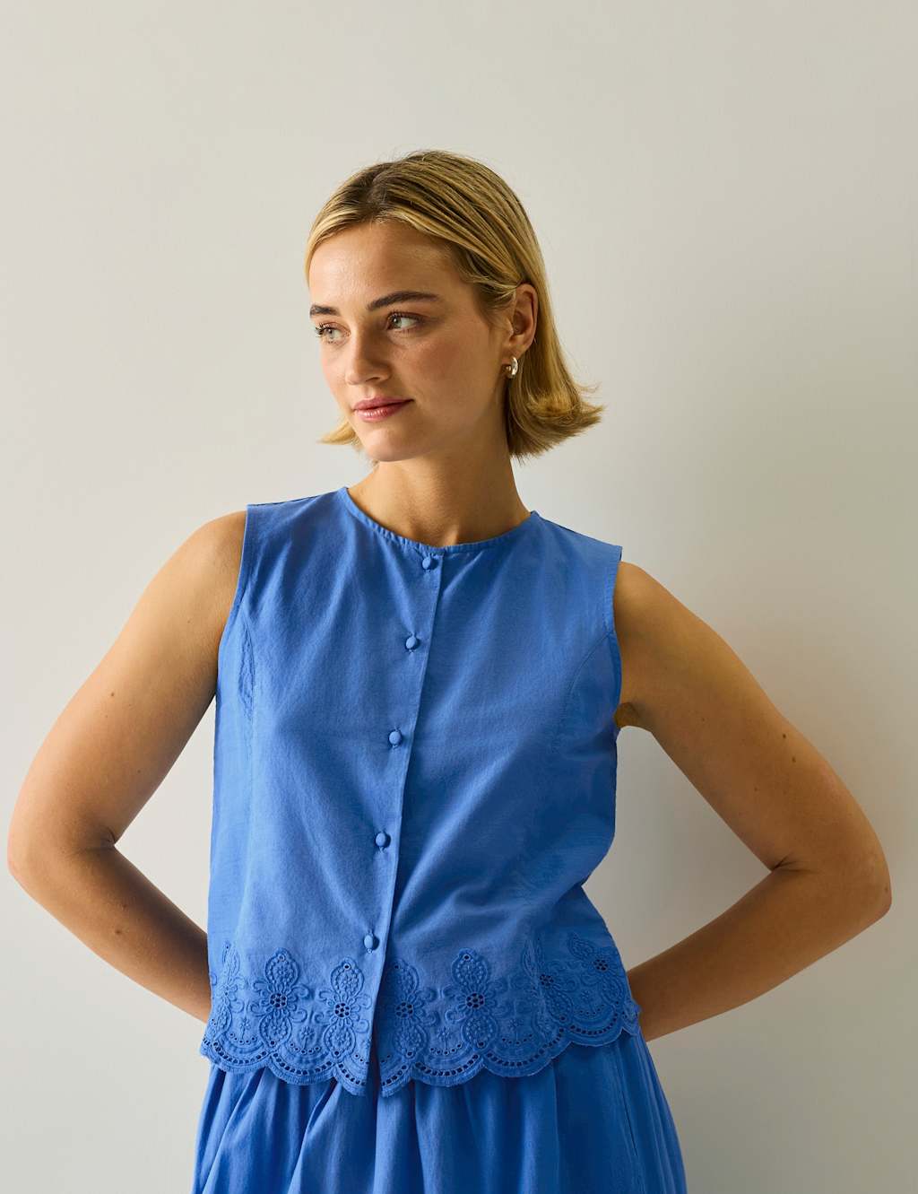 Regatta Women's Preveli Pure Cotton Broderie Tie Back Blouse - 18 - Light Blue - Available at M&S