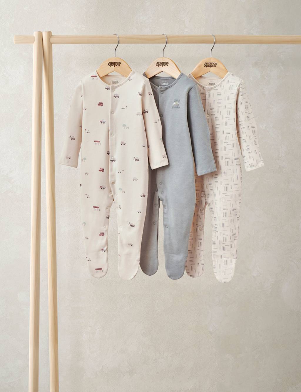 Mamas & Papas Boys 3 Pack Pure Cotton Explorer Sleepsuits (0-24 Months) - 0-3 Months - Multi - Available at M&S