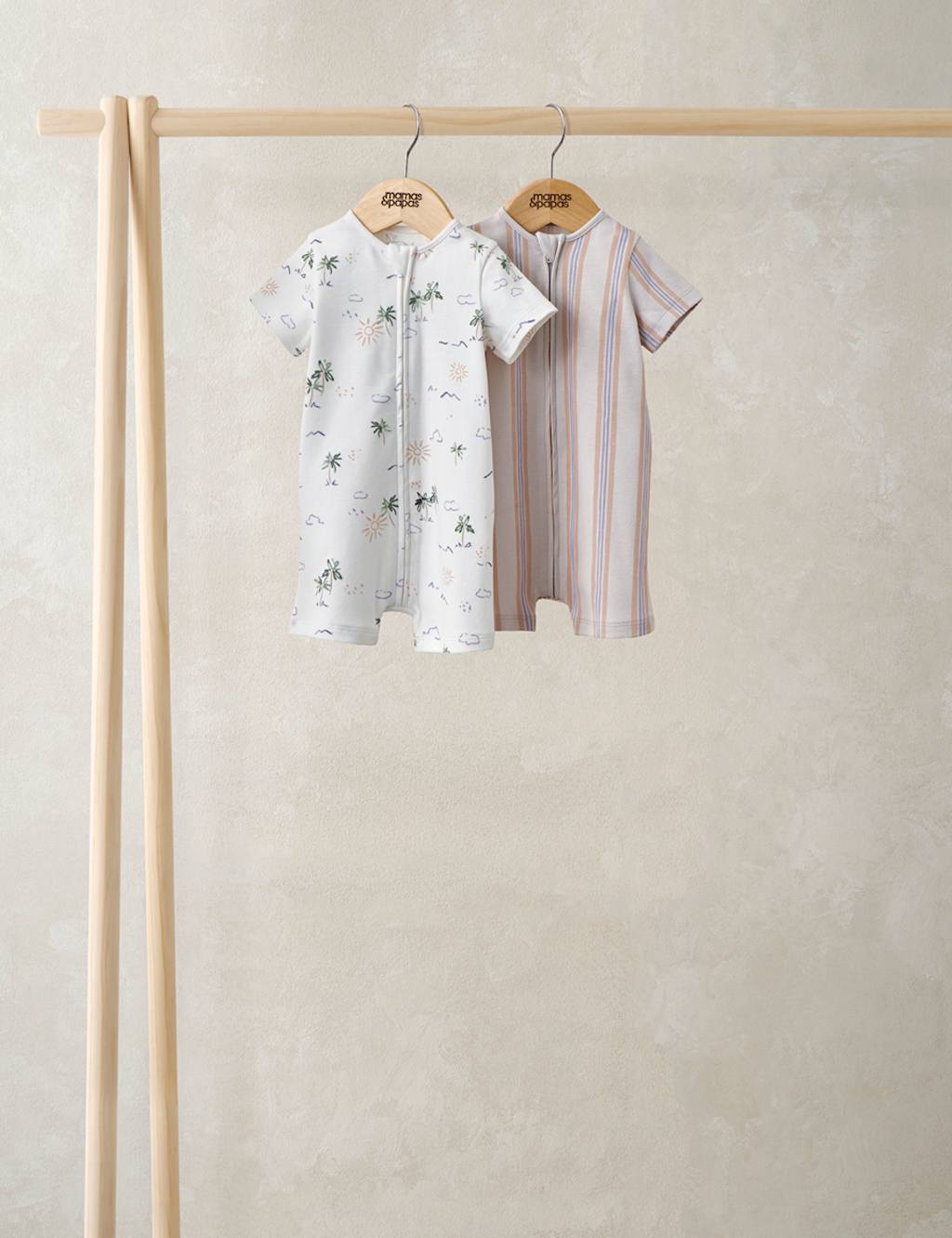 Mamas & Papas Boys 2 Pack Pure Cotton Printed Zip Rompers (0-18 Months) - Newborn - 1 Months - Multi - Available at M&S