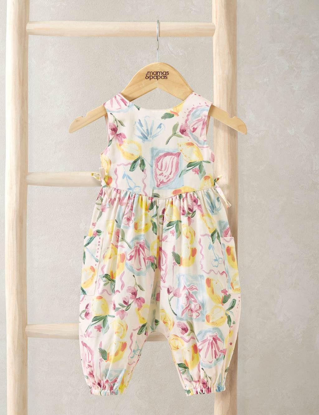 Mamas & Papas Girls Pure Cotton Floral Lemon Print Romper (0-3 Years) - 3-6 Months - Yellow - Available at M&S