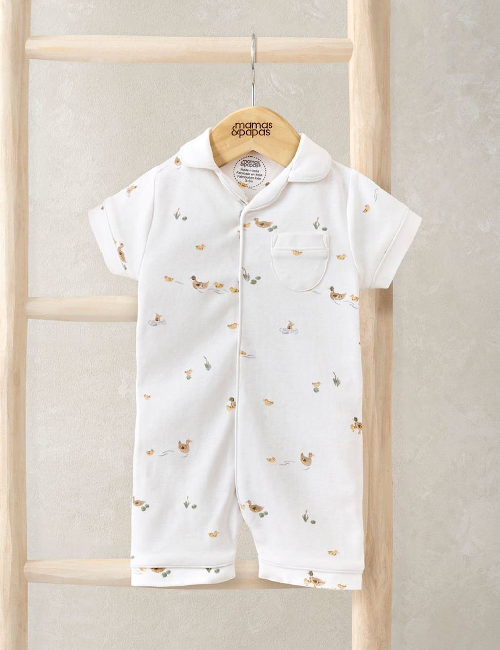 Mamas & Papas Kids Pure Cotton Duckling Romper (0-18 Months) - 9-12 Months - Cream - Available at M&S