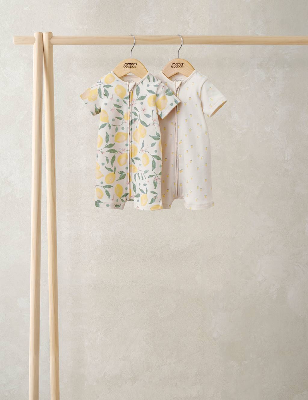 Mamas & Papas Girls 2 Pack Pure Cotton Lemon Zip Rompers (0-18 Months) - 0-3 Months - Yellow - Available at M&S