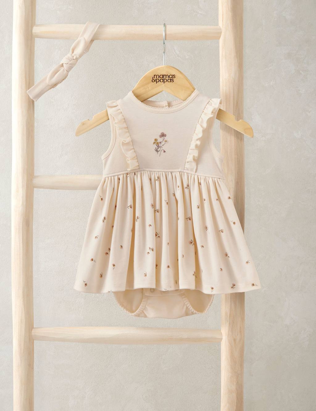 Mamas & Papas Girls 2 Piece Pure Cotton Romper & Headband Set (0-12 Mths) - 6-9 Months - Pink - Available at M&S
