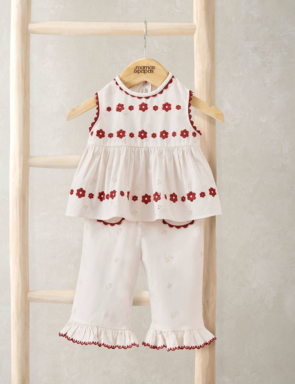 Mamas & Papas Girls 2 Piece Pure Cotton Floral Top & Bottom Set (0-3 Years) - 0-3 Months - Pink - Available at M&S