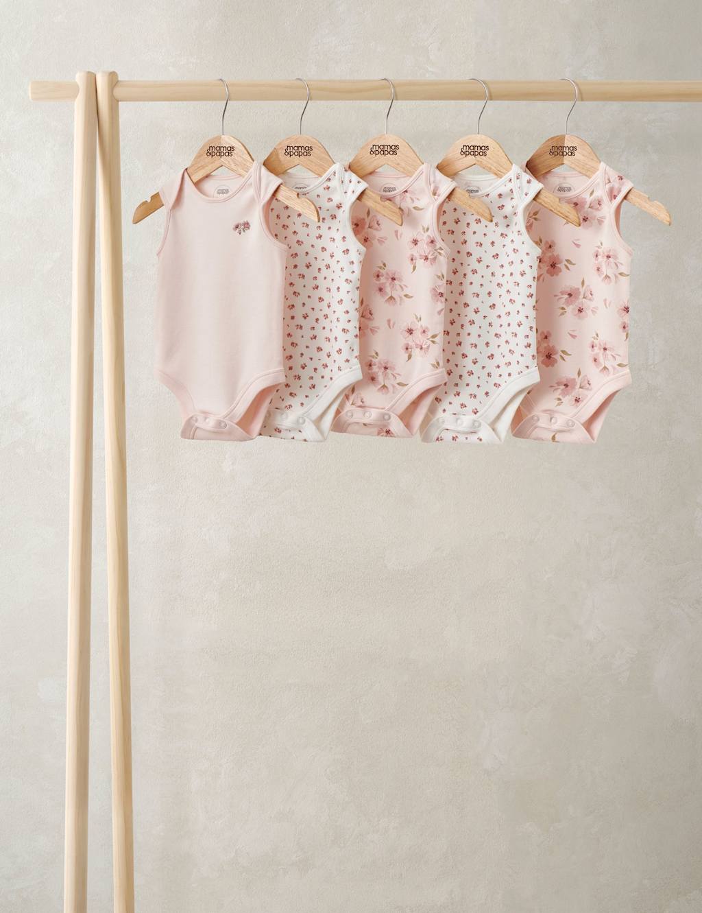 Mamas & Papas Girls 5 Pack Pure Cotton Bodysuits (0-24 Months) - 3-6 Months - Multi - Available at M&S
