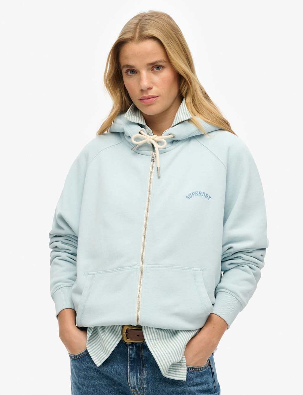 Superdry & Co Women's Pure Cotton Oversized Zip Up Hoodie - 8 - Blue - Available at M&S