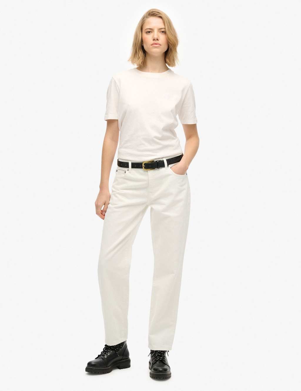 Superdry & Co Women's Mid Rise Straight Leg Jeans - 28/30in - White - Available at M&S