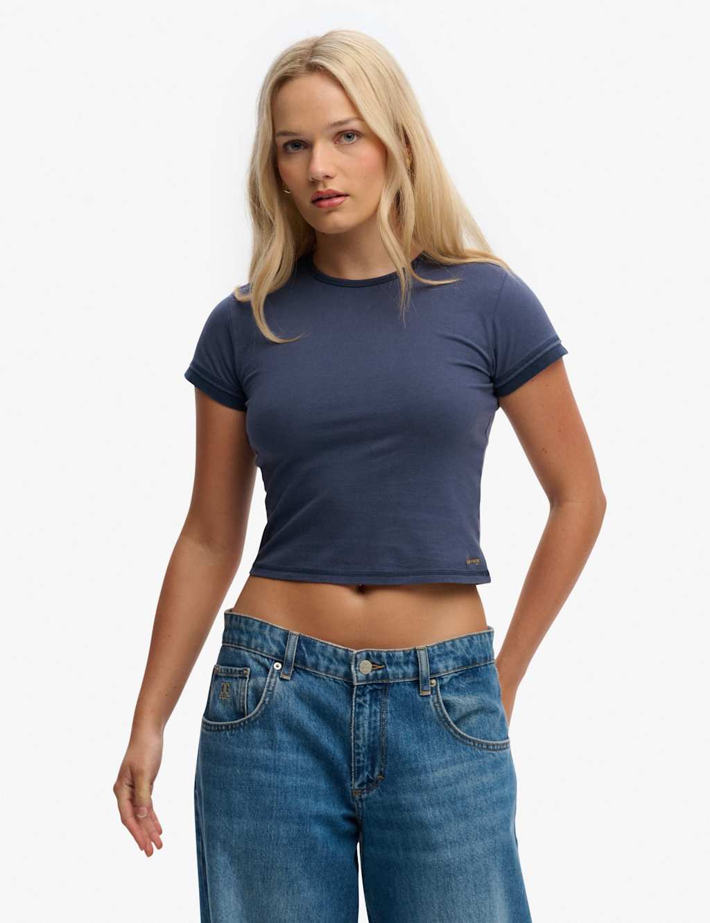 Superdry & Co Women's Cotton Rich Layered Crop T-Shirt - 8 - Navy - Available at M&S