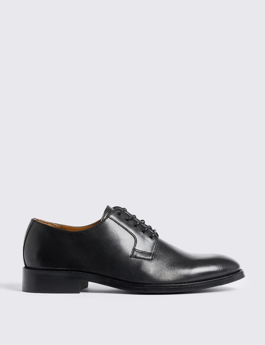 Moss Men's Leather Derby Shoes - 10 - Black - Available at M&S
