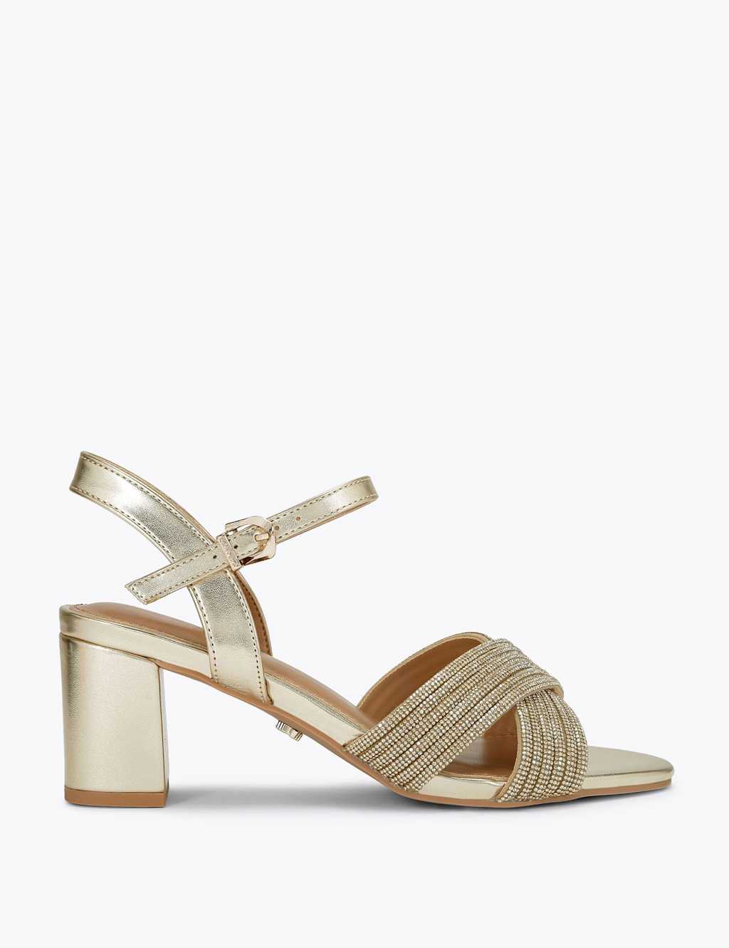 Carvela Women's Wide Fit Metallic Sparkle Block Heel Sandals - 3 - Gold - Available at M&S
