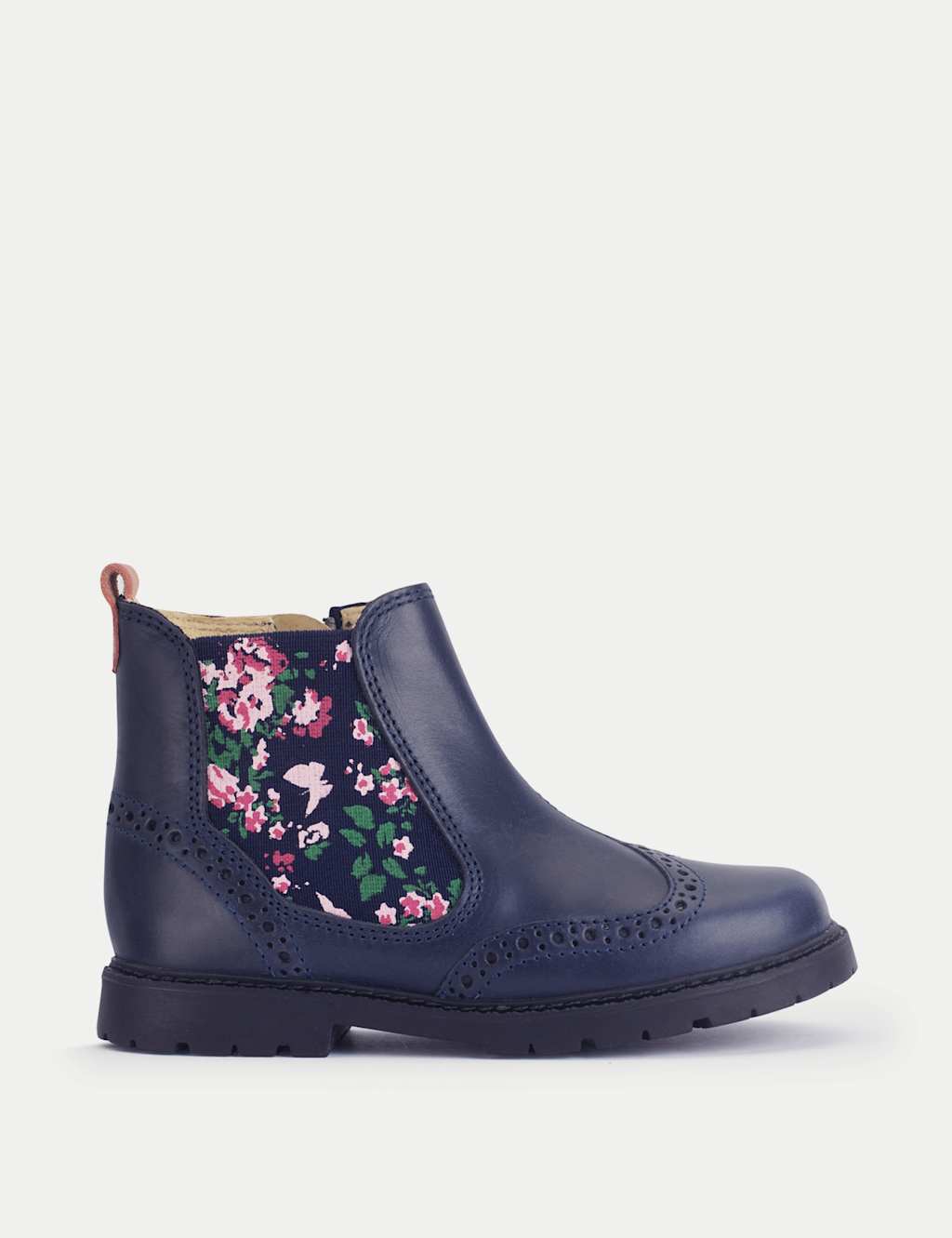 Start-Rite Girls Leather Floral Chelsea Boots (6 Small-4 Large) - 11½ - Navy - Available at M&S