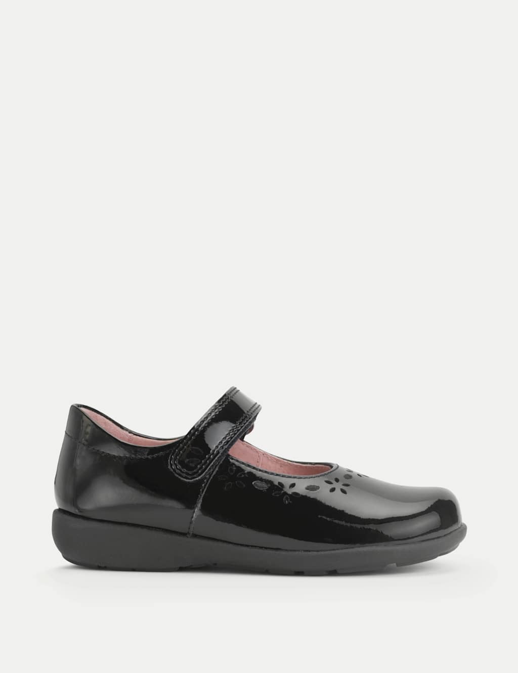 Start-Rite Girls Patent Leather Riptape School Shoes (6 Small - 1 1/2 Large) - 6½ - Black - Available at M&S