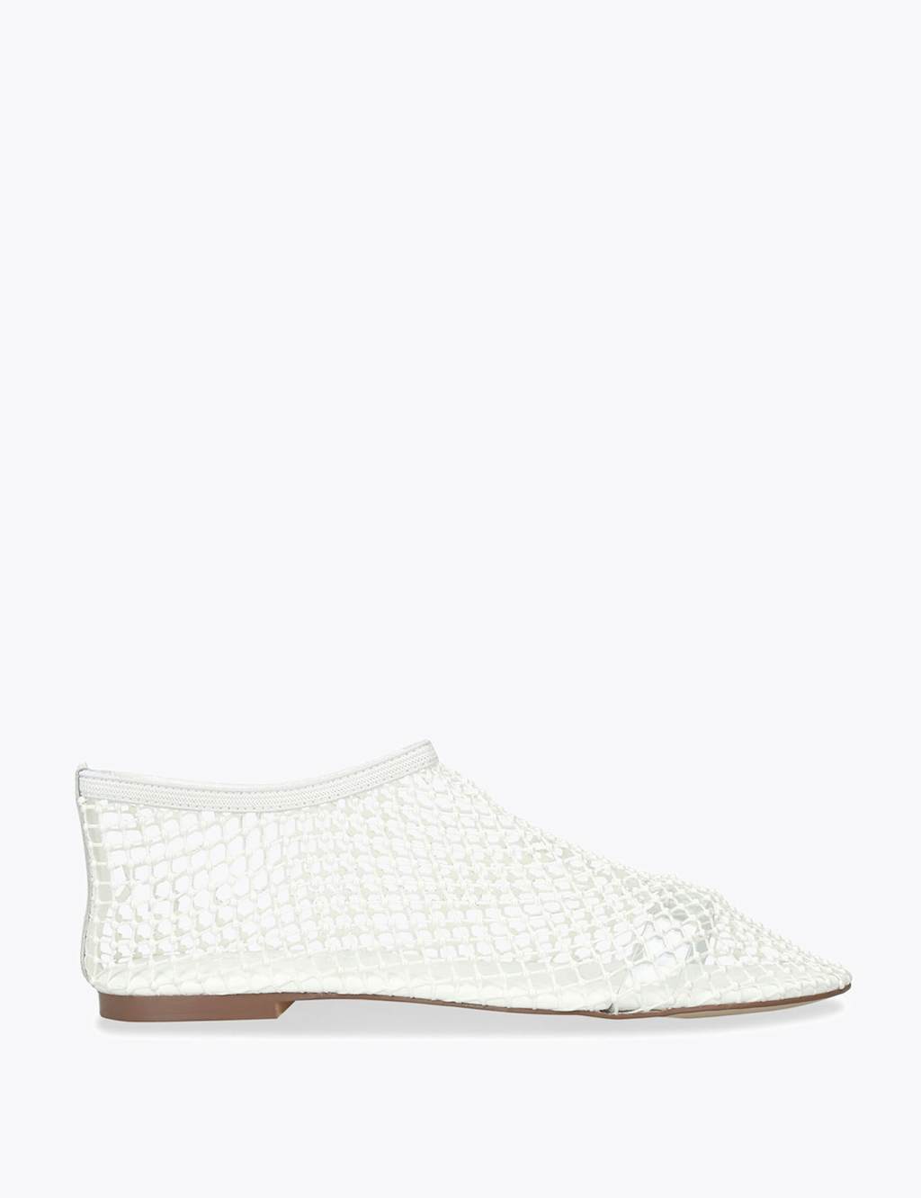 Steve Madden Women's Leather Pearl Mesh Ballet Pumps - 4 - White - Available at M&S