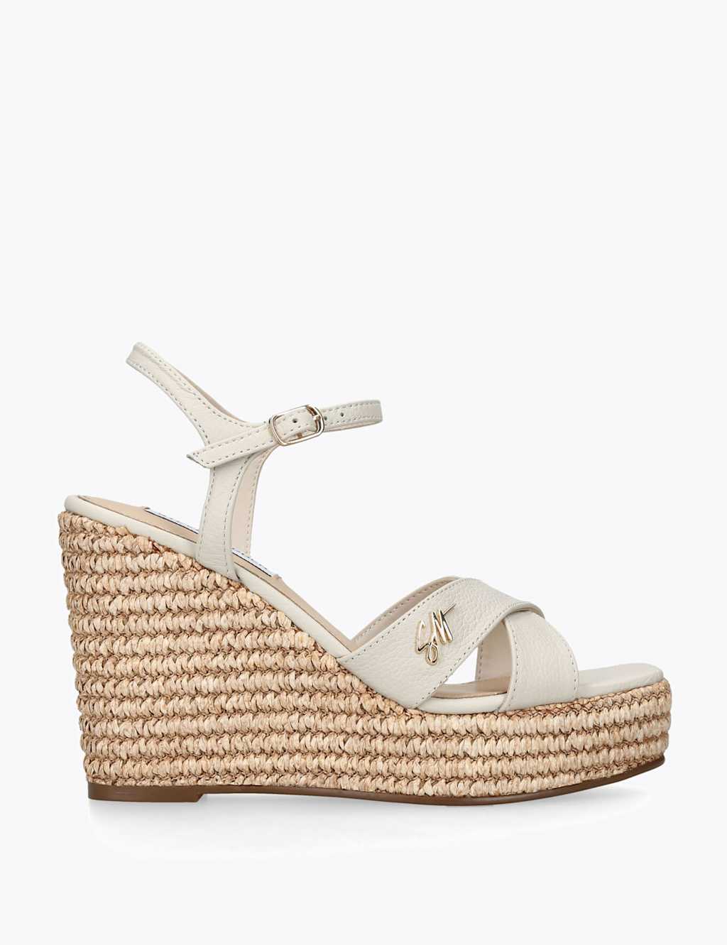 Steve Madden Women's Leather Ankle Strap Wedge Sandals - 7 - White - Available at M&S