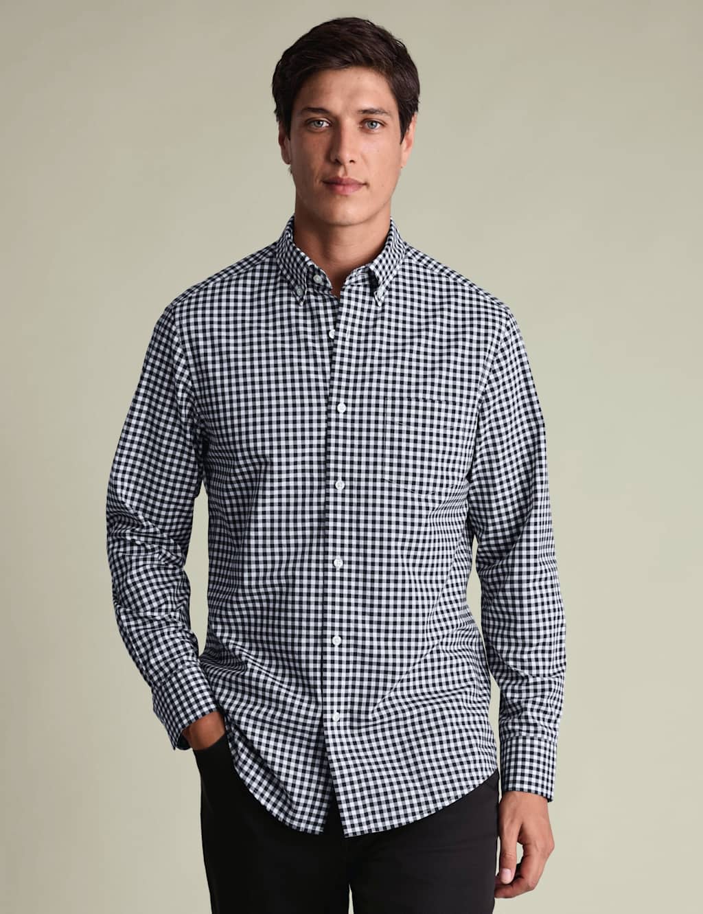 Charles Tyrwhitt Men's Slim Fit Pure Cotton Check Shirt - XL - Dark Navy Mix - Available at M&S