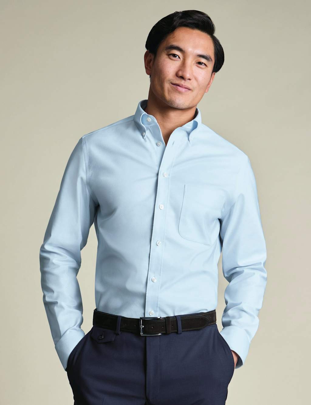 Charles Tyrwhitt Men's Slim Fit Non Iron Cotton Rich Oxford Shirt - 16/35in - Light Blue - Available at M&S