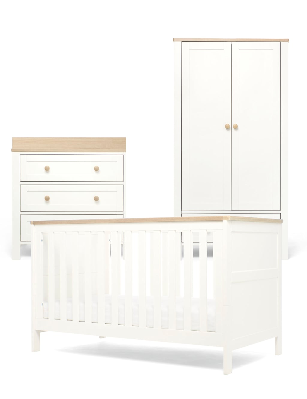 Mamas & Papas Wedmore 3 Piece Nursery Set - White Oak - White Mix - Available at M&S