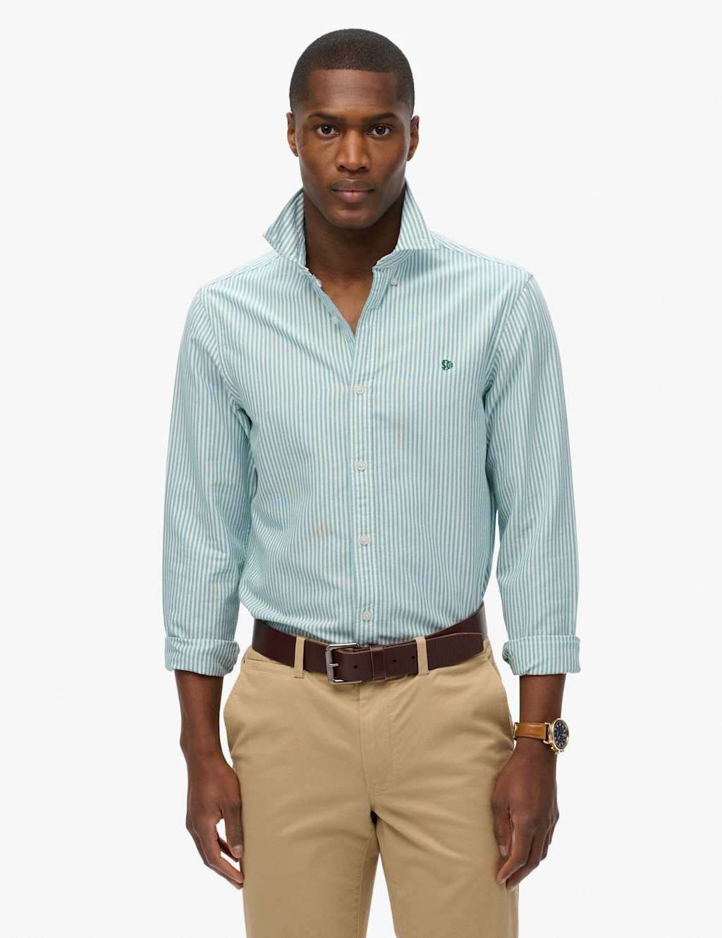 Superdry & Co Men's Pure Cotton Striped Oxford Shirt - M - Green - Available at M&S