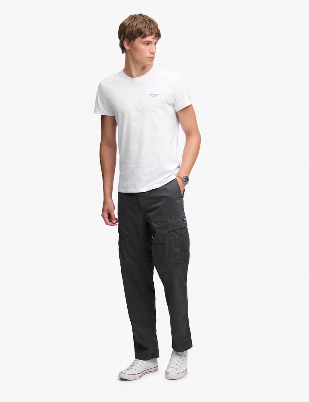 Superdry & Co Men's Tapered Fit Cotton Rich Cargo Trousers - 32/32in - Black - Available at M&S