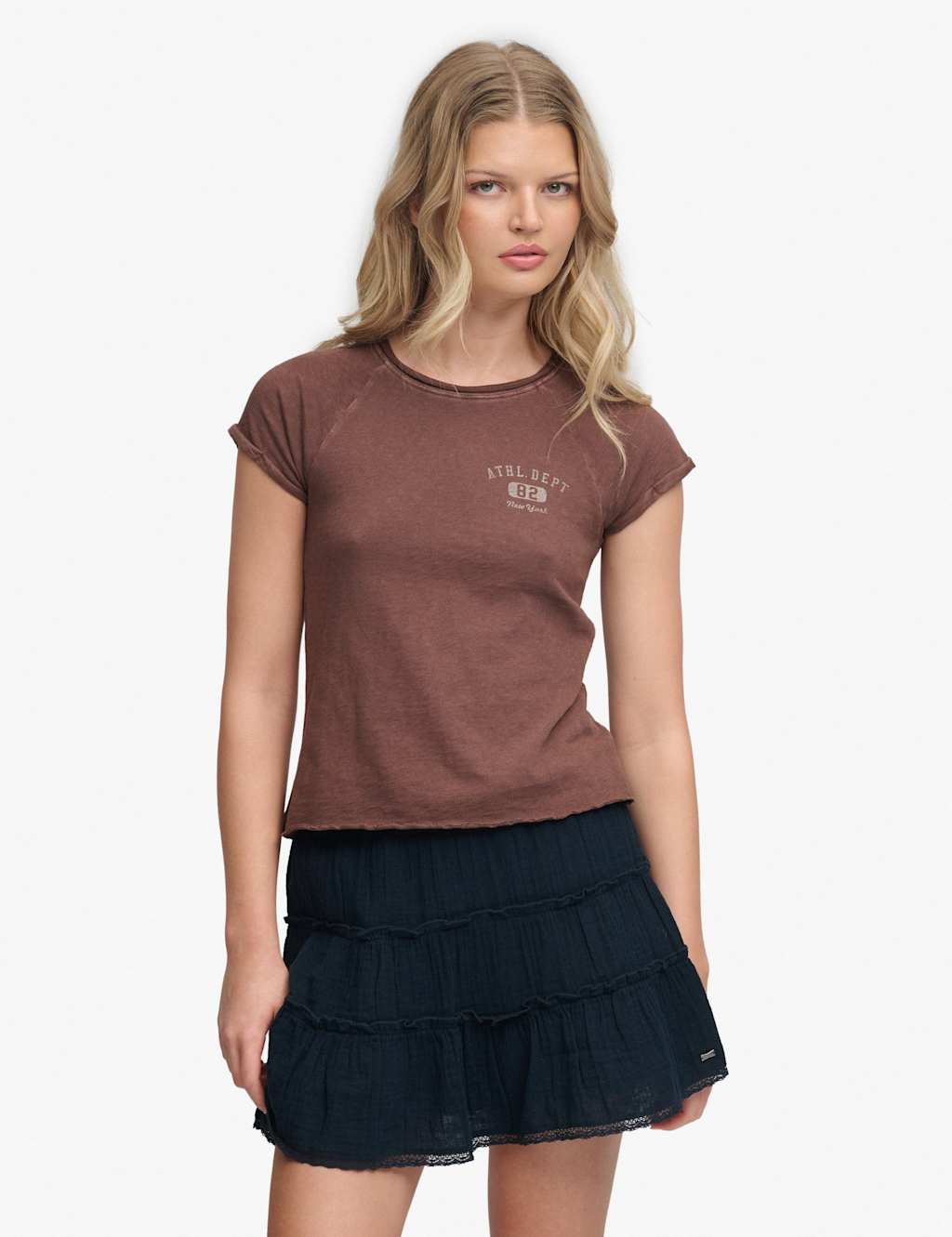 Superdry & Co Women's Jersey Graphic Slim Fit T-Shirt - 8 - Brown - Available at M&S