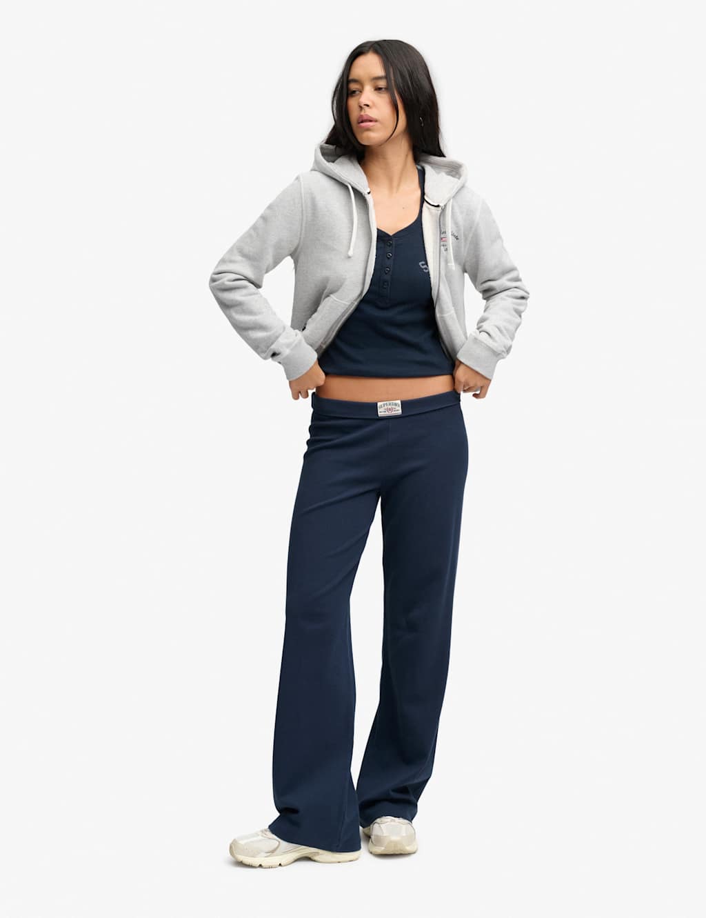 Superdry & Co Women's Cotton Rich Fold Over Joggers - 8 - Navy - Available at M&S